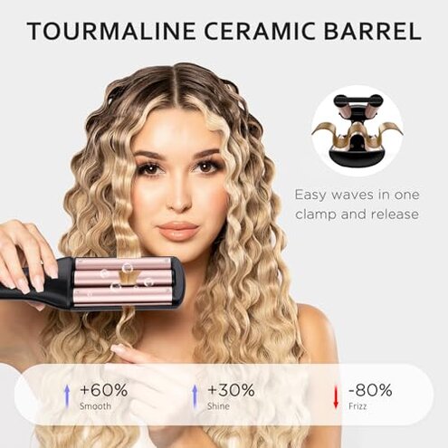 janelove 4 in 1 Adjustable Hair Waver, Waver Curling Iron, Hair Crimpers and Wavers, Deep Waver, Create 4 Types of Waves-0.87in-1in-1.1in-1.25in, 5 Temps with LED Display, Ideal Gifts for Women