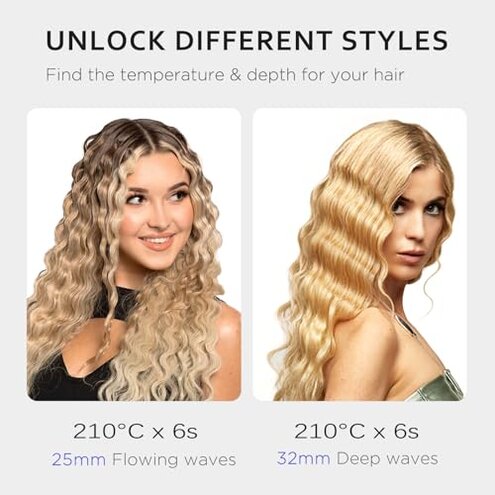 janelove 4 in 1 Adjustable Hair Waver, Waver Curling Iron, Hair Crimpers and Wavers, Deep Waver, Create 4 Types of Waves-0.87in-1in-1.1in-1.25in, 5 Temps with LED Display, Ideal Gifts for Women