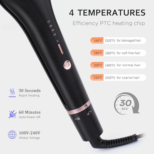 janelove 4 in 1 Adjustable Hair Waver, Waver Curling Iron, Hair Crimpers and Wavers, Deep Waver, Create 4 Types of Waves-0.87in-1in-1.1in-1.25in, 5 Temps with LED Display, Ideal Gifts for Women