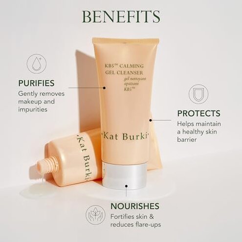 KAT BURKI KB5 Calming Gel Cleanser, Gentle Moisturizing Face Wash & Makeup Remover With Hydrating Botanicals for Sensitive Skin, 4.4 Fl Oz