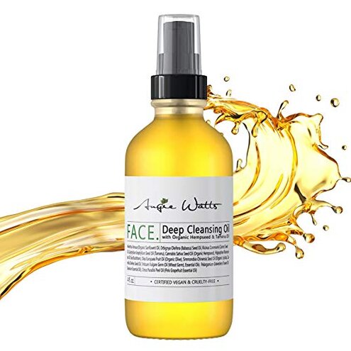 Angie Watts FACE. Deep Cleansing Oil, 4oz - All Natural and Organic Ingredients | 100% Vegan | Soap-free | With Organic Hempseed and Tamanu Oil