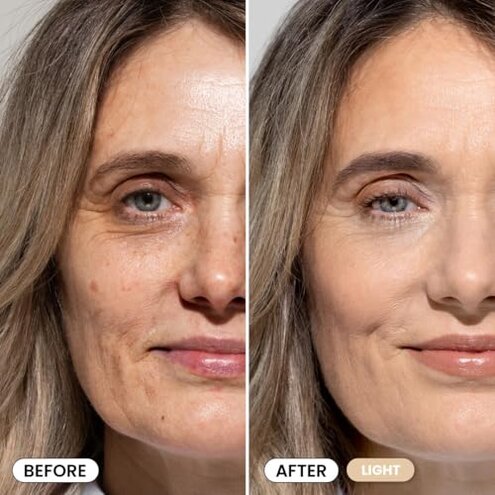 Prime Prometics PrimeSkin CC+ Cream for Mature Women &ndash; Lightweight Liquid-to-Powder Foundation &ndash; Blurs Pores & Covers Age Spots &ndash; Crease-Free, Hydrating & Soft-Matte Finish for Sensitive Skin (Light)