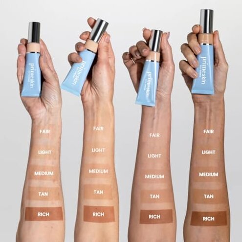 Prime Prometics PrimeSkin CC+ Cream for Mature Women &ndash; Lightweight Liquid-to-Powder Foundation &ndash; Blurs Pores & Covers Age Spots &ndash; Crease-Free, Hydrating & Soft-Matte Finish for Sensitive Skin (Light)