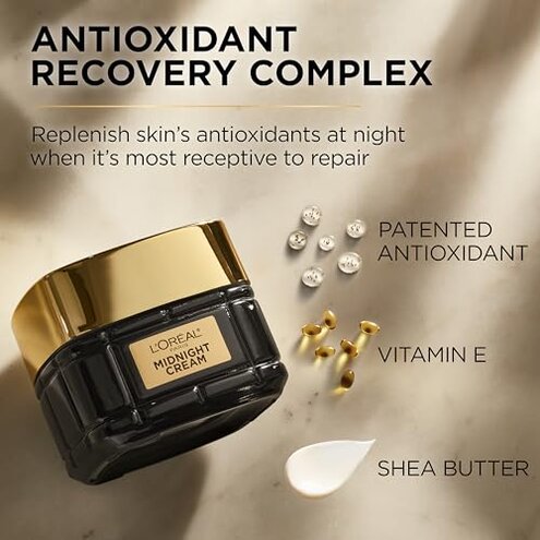 L'Oreal Paris Age Perfect Anti-Aging Midnight Cream, Face Moisturizer to Reduce Wrinkles and Firm Skin, 1.7oz + Serum Sample