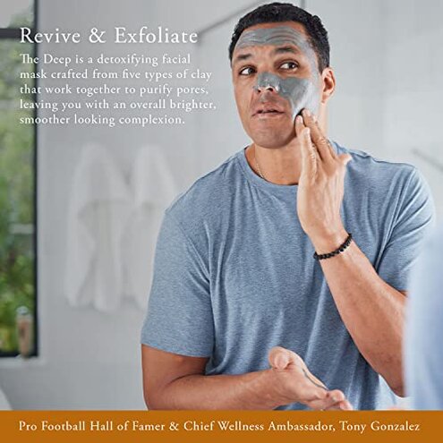 Caldera + Lab The Deep | Men's Organic Hydrating Clay Face Mask for Dry, Sensitive, & Normal Skin &ndash; Vegan, Natural & Antioxidant Packed Exfoliating Skincare Facial Treatment