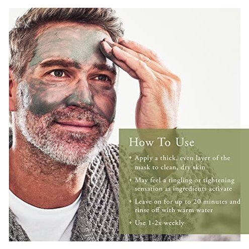 Caldera + Lab The Deep | Men's Organic Hydrating Clay Face Mask for Dry, Sensitive, & Normal Skin &ndash; Vegan, Natural & Antioxidant Packed Exfoliating Skincare Facial Treatment