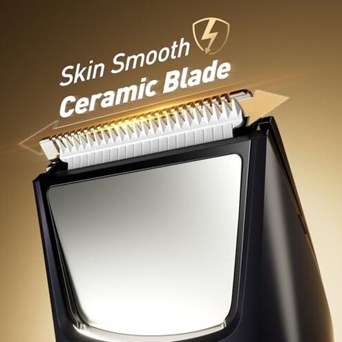 LGTGH Body Hair Trimmer for Men: Pubic Hair Trimmer with Mirror & LED Light - Electric Ball Shavers with Ceramic Blades & Travel Lock - Body Groomer IPX7 Waterproof Use for Groin/Chest/Legs