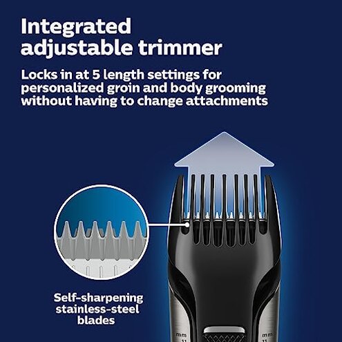 Norelco Philips OneBlade Pro 360 Face + Body, Electric Shaver, Beard Trimmer and Body Groomer, with 360 Blade Technology, 14-Length Precision Comb, Body Kit, Soft Pouch, Model QP6542/70