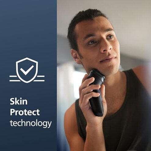 Philips Norelco Shaver 2400 Series, Wet and Dry Electric Shaver, Pop-up Trimmer, P-Cap, Deep Black, Model X3001/90