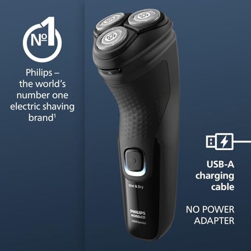 Philips Norelco Shaver 2400 Series, Wet and Dry Electric Shaver, Pop-up Trimmer, P-Cap, Deep Black, Model X3001/90