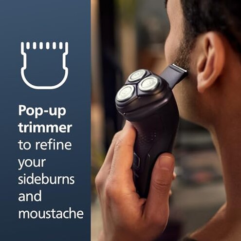 Philips Norelco Shaver 2400 Series, Wet and Dry Electric Shaver, Pop-up Trimmer, P-Cap, Deep Black, Model X3001/90