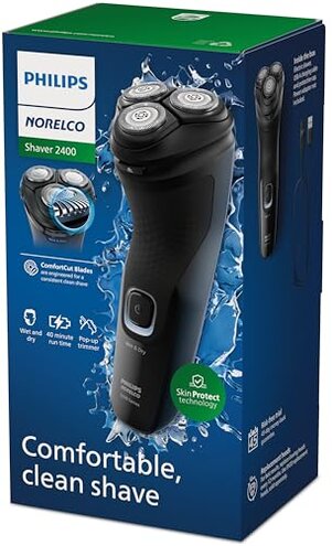 Philips Norelco Shaver 2400 Series, Wet and Dry Electric Shaver, Pop-up Trimmer, P-Cap, Deep Black, Model X3001/90