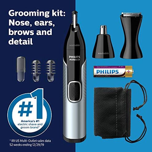 Norelco Philips Multigroom 5000 Series, All-in-One Trimmer, Beard Trimmer and Hair Clipper, 18-Piece Men's Grooming Kit for Beard, Face, Nose, Ear, Body, with Titanium Blades, Travel Pouch, MG5970/49