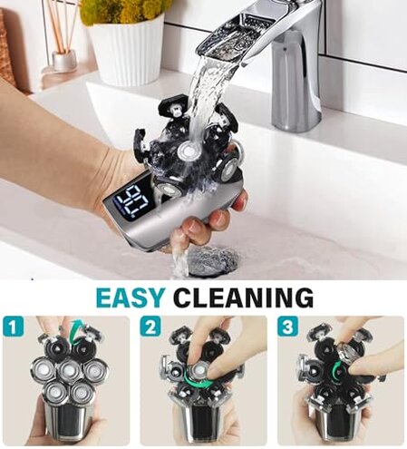 Gisaae Head Shavers for Bald Men, Upgraded 7D Electric Razor, Cordless Rechargeable, Ipx7 100% Waterproof, Dry & Wet Bald Head Shaver, Beard Grooming Kit with Led Display