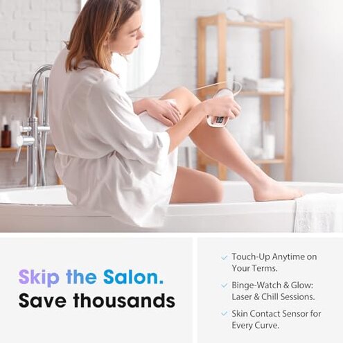 Oreeth IPL Laser Hair Removal Device for Women & Men - Home 45&deg;F Ice-Cooling Contact for Painless & Long-Lasting Results, 86% Hair Reduction in 3 Weeks for Full Body & Bikini Line, Rose Gold