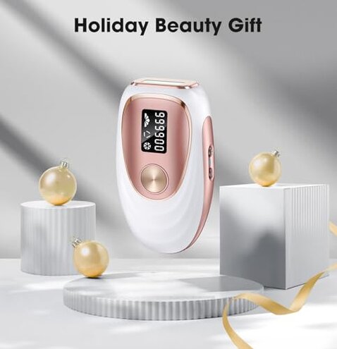 Oreeth IPL Laser Hair Removal Device for Women & Men - Home 45&deg;F Ice-Cooling Contact for Painless & Long-Lasting Results, 86% Hair Reduction in 3 Weeks for Full Body & Bikini Line, Rose Gold