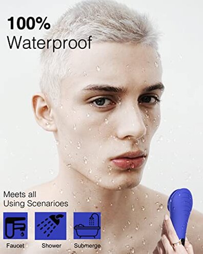 N&aring;graCoola CLIE Facial Cleansing Brush, Waterproof and Rechargeable Face Scrub Brush for Men & Women, Cleansing, Exfoliating and Massaging, Electric Face Scrubber - Blue