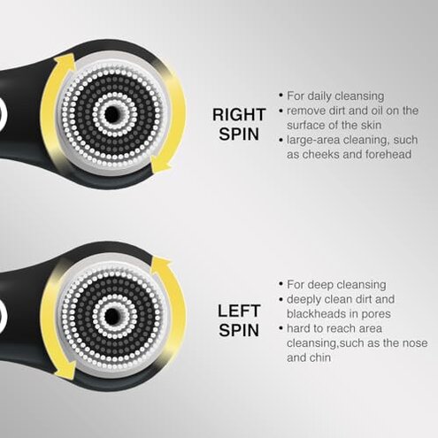 UMICKOO Face Scrubber Exfoliator, Rechargeable Facial Cleansing Brush with 2-Way Rotation & 3 Modes, 30-Day Runtime, 5 Brush Heads for SPA-Level Care, IPX7 Waterproof, Deep Cleaning for All Skin Types