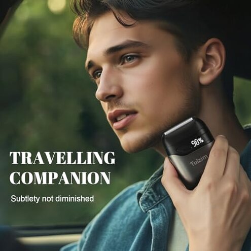 Tulzim Electric Foil Shaver for Men: Portable Electric Razor for Beard/Face - 3 Floating Blade LED Display USB-C Fast Rechargeable - IPX7 Waterproof for Travel & Home - Carbon Gray