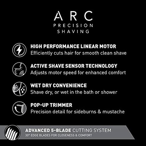 Panasonic ARC5 Electric Razor for Men with Pop-Up Trimmer, Wet/Dry 5-Blade Electric Shaver with Intelligent Shave Sensor and Multi-Flex Pivoting Head – ES-LV65-S (Silver)