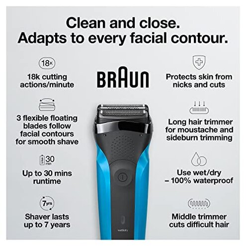 Braun Electric Razor for Men, Series 3 310s Electric Foil Shaver, Rechargeable, Wet & Dry