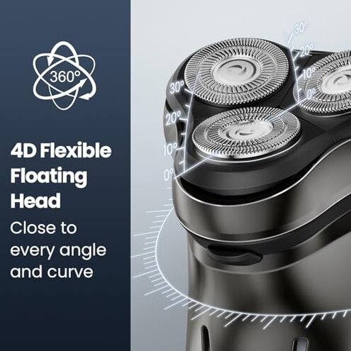 Men's Cordless Electric Razor: Wet/Dry Rotary Shaver - Waterproof, USB Fast Charging, Gentle on Sensitive Skin - Includes Pop-Up Trimmer and Precision Blades in A1 Black