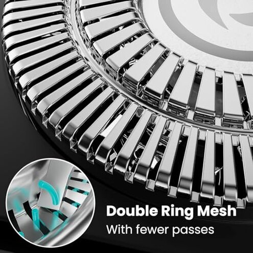 Men's Cordless Electric Razor: Wet/Dry Rotary Shaver - Waterproof, USB Fast Charging, Gentle on Sensitive Skin - Includes Pop-Up Trimmer and Precision Blades in A1 Black