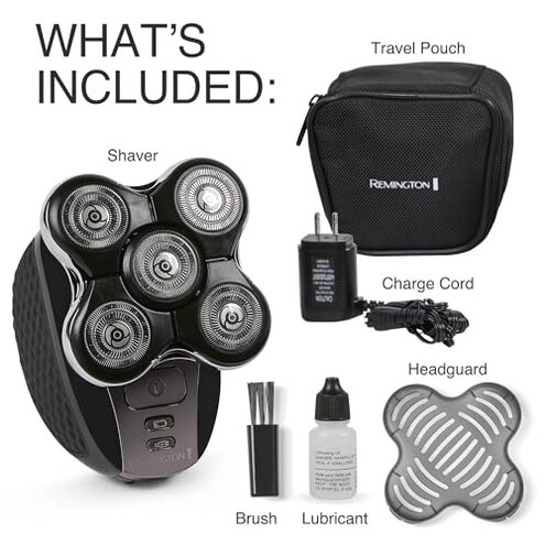 Remington XR7000 Balder Pro Rotary Shaver Rechargeable Waterproof Electric Razor for Men Cordless Lithium Power 5 Dual Track Flexing Heads and Pop-Up Trimmer Black