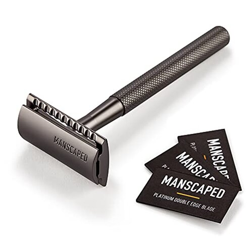 MANSCAPED&reg; The Plow&reg; 2.0 Premium Single Blade Double-Edged Safety Face Razor for Men
