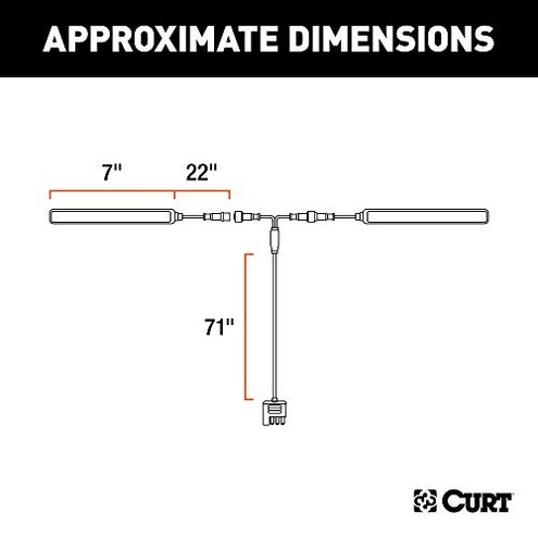 CURT 53201 Auxiliary Automotive LED Light Strips for Hitch Cargo Carrier, Bike Rack, 2-Pack