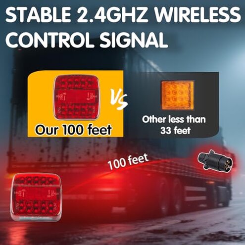 Fusionara Wireless Trailer Lights Magnetic, 12v, IP76 Waterproof, Magnetic Wireless Tail Lights Kit for Trailer, Easy to Install, Led Rear for Truck, Flatbed, Camion, Semi, Rv (1)