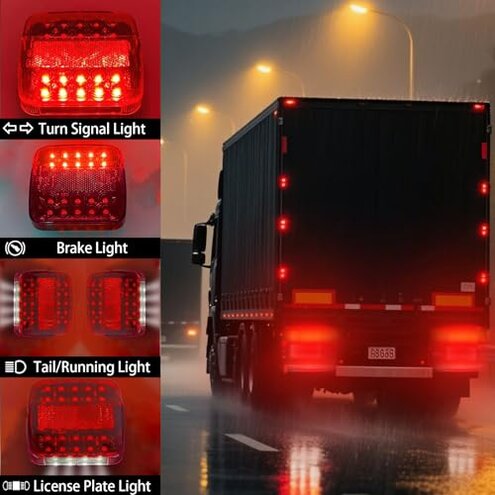 Fusionara Wireless Trailer Lights Magnetic, 12v, IP76 Waterproof, Magnetic Wireless Tail Lights Kit for Trailer, Easy to Install, Led Rear for Truck, Flatbed, Camion, Semi, Rv (1)