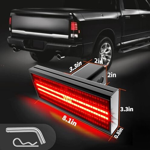 VKU LED Light Trailer Hitch Cover, 6 Mode of Full Lighting, 6 Rows and 216 pcs LED Chips, Universal Fit 2" Receiver for rucks Chevy (Chevrolet), Ford, Toyota, GMC, Dodge RAM, Jeep, ATV SUV Van