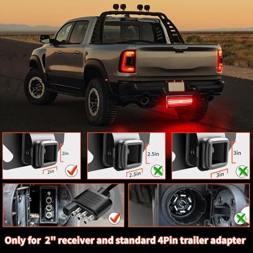 VKU LED Light Trailer Hitch Cover, 6 Mode of Full Lighting, 6 Rows and 216 pcs LED Chips, Universal Fit 2" Receiver for rucks Chevy (Chevrolet), Ford, Toyota, GMC, Dodge RAM, Jeep, ATV SUV Van