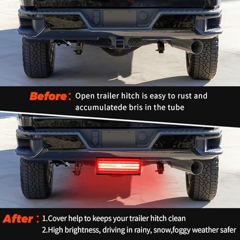 VKU LED Light Trailer Hitch Cover, 6 Mode of Full Lighting, 6 Rows and 216 pcs LED Chips, Universal Fit 2" Receiver for rucks Chevy (Chevrolet), Ford, Toyota, GMC, Dodge RAM, Jeep, ATV SUV Van