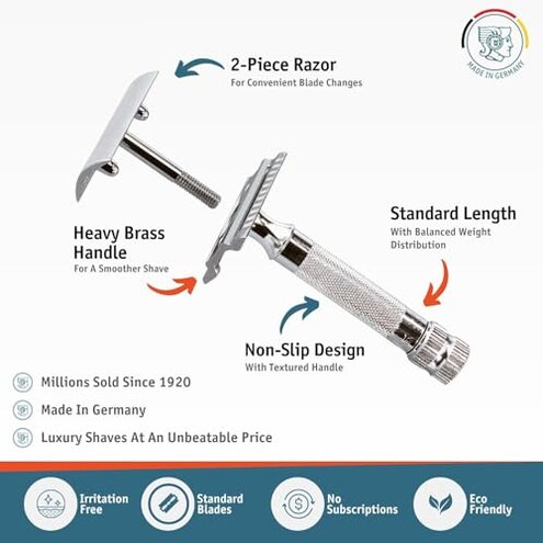 Merkur Mk34c Double Edge Razor with Heavy Duty Short Handle