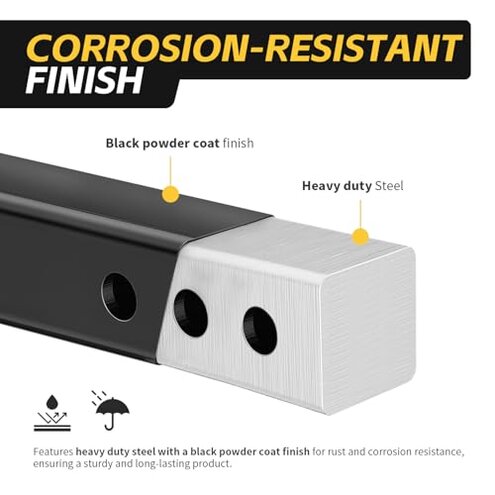 MaxxHaul 50909 Trailer Hitch Riser for 2 inch Receiver with 6 inch Rise & Drop with Solid Shaft, with 2 Pack Hitch Pins