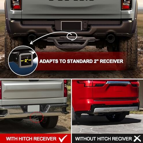 OTHOWE Double Layer Tow Hitch Step for 2" Hitch Receiver, Carbon Steel with Dual-Stage Black Powder Anti-Slip Trailer Hitch Step Universal Fit for Trucks SUV Car Van