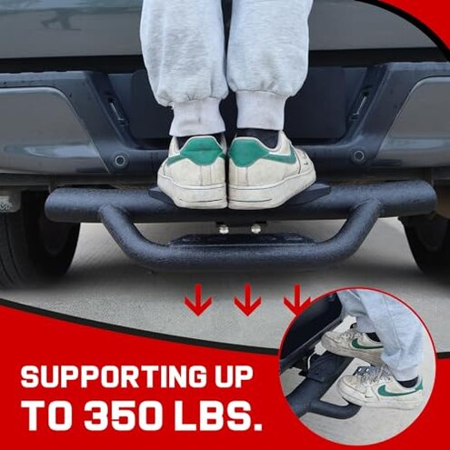 OTHOWE Double Layer Tow Hitch Step for 2" Hitch Receiver, Carbon Steel with Dual-Stage Black Powder Anti-Slip Trailer Hitch Step Universal Fit for Trucks SUV Car Van