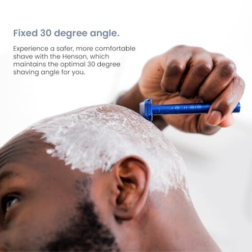 Henson Shaving Razor - Aluminum Double Edge Safety Razor with 5 Spare Blades - 30&deg; Angled Precision With Superior Blade Rigidity- Reusable Single Blade Razors For Men and Women - Mild Aggression