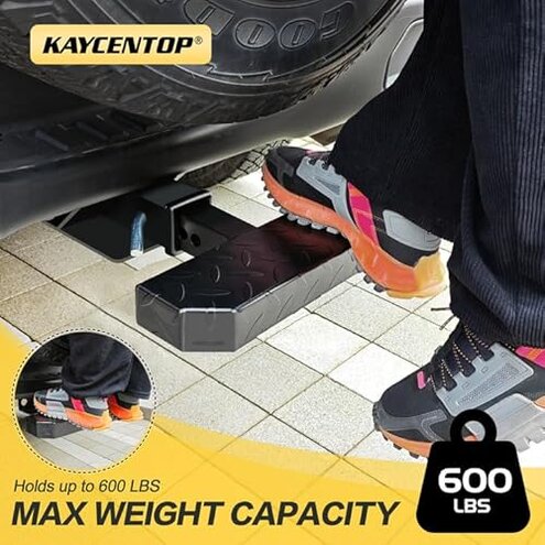 KAYCENTOP Universal Hitch Step 2 Inch Receiver, Anti Slip Tow Bumper Step Guard, Black Tow HitchSteps for Pickup Truck Car SUV with Pin, Weight Capacity 600 LBS