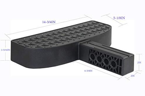 MaxxHaul 50234 Hitch Mount Bump Step For 2 inch Hitch Receiver With Anti Slip Platform For RV SUV Truck Flatbed Camper With Safety Reflectors