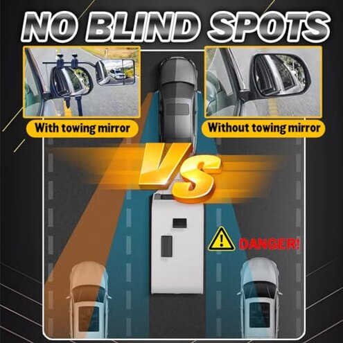 Universal Clip on Towing Mirrors Extensions for Towing, 360 Degree Adjustable Rotation Side Mirror Extenders for Towing, Convex Rearview Mirror, Tow Mirrors for Car Truck Trailer RV SUV, 2 Pack