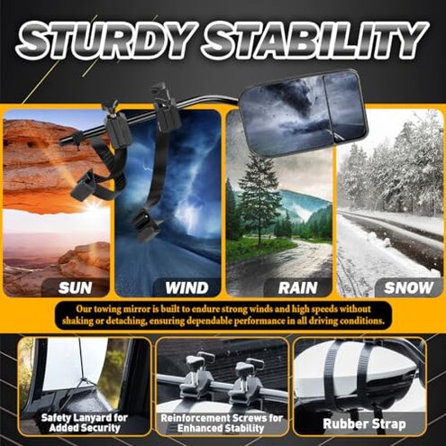 Universal Clip on Towing Mirrors Extensions for Towing, 360 Degree Adjustable Rotation Side Mirror Extenders for Towing, Convex Rearview Mirror, Tow Mirrors for Car Truck Trailer RV SUV, 2 Pack