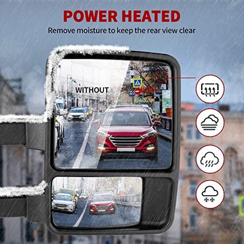 YITAMOTOR Tow Mirrors Compatible with 1999-2016 Ford F250 F350 F450 F550 Super Duty, 2001-2005 Ford Excursion Maually Adjustable Pair Set