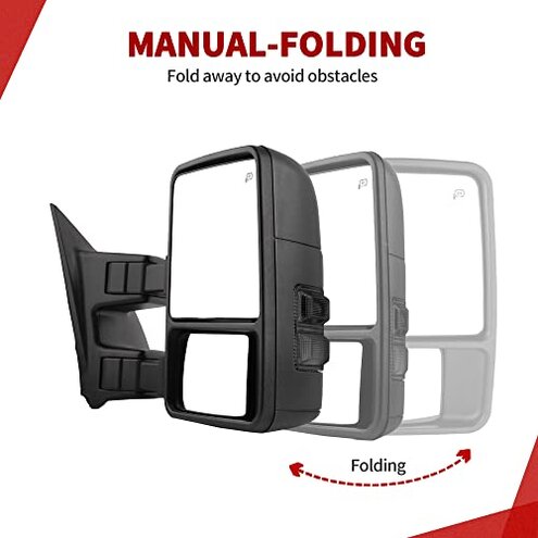 YITAMOTOR Tow Mirrors Compatible with 1999-2016 Ford F250 F350 F450 F550 Super Duty, 2001-2005 Ford Excursion Maually Adjustable Pair Set
