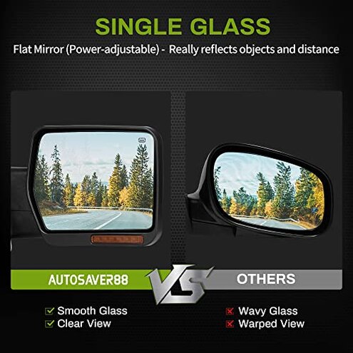 AUTOSAVER88 Door Mirror Compatible with 2004-2014 Ford F150, Right Passenger Side Mirror with Turn Signal Puddle Light Power Heated Manual Folding Black