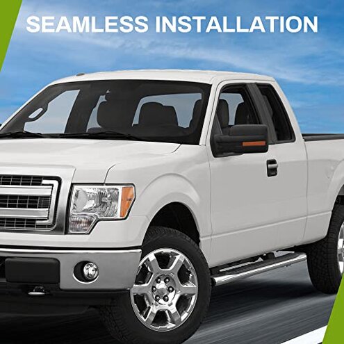 AUTOSAVER88 Door Mirror Compatible with 2004-2014 Ford F150, Right Passenger Side Mirror with Turn Signal Puddle Light Power Heated Manual Folding Black