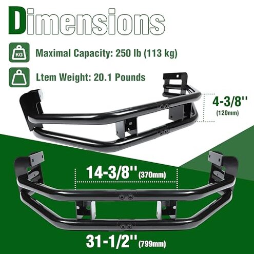 ECOTRIC Rear Bumper Bar and Hitch Kit Zero-turn Mowers Compatible With John Deere Z235 Z255 Z335E Z335M Z345M Z345R Z355E Z355R Z365R Z375R Replacement for BM24481