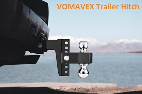 Adjustable Trailer Hitch-Drop Hitch Fits 2-Inch Receiver -6" Drop/Rise Tow Hitch with 2" and 2-5/16" Tow Balls-12,500GTW with Double Anti-Theft Pins Locks, Black